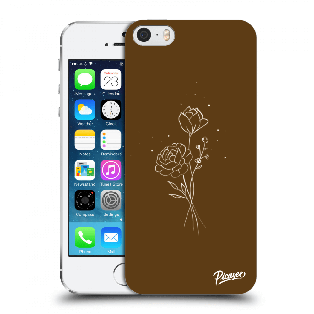 Picasee silikonski prozorni ovitek za Apple iPhone 5/5S/SE - Brown flowers
