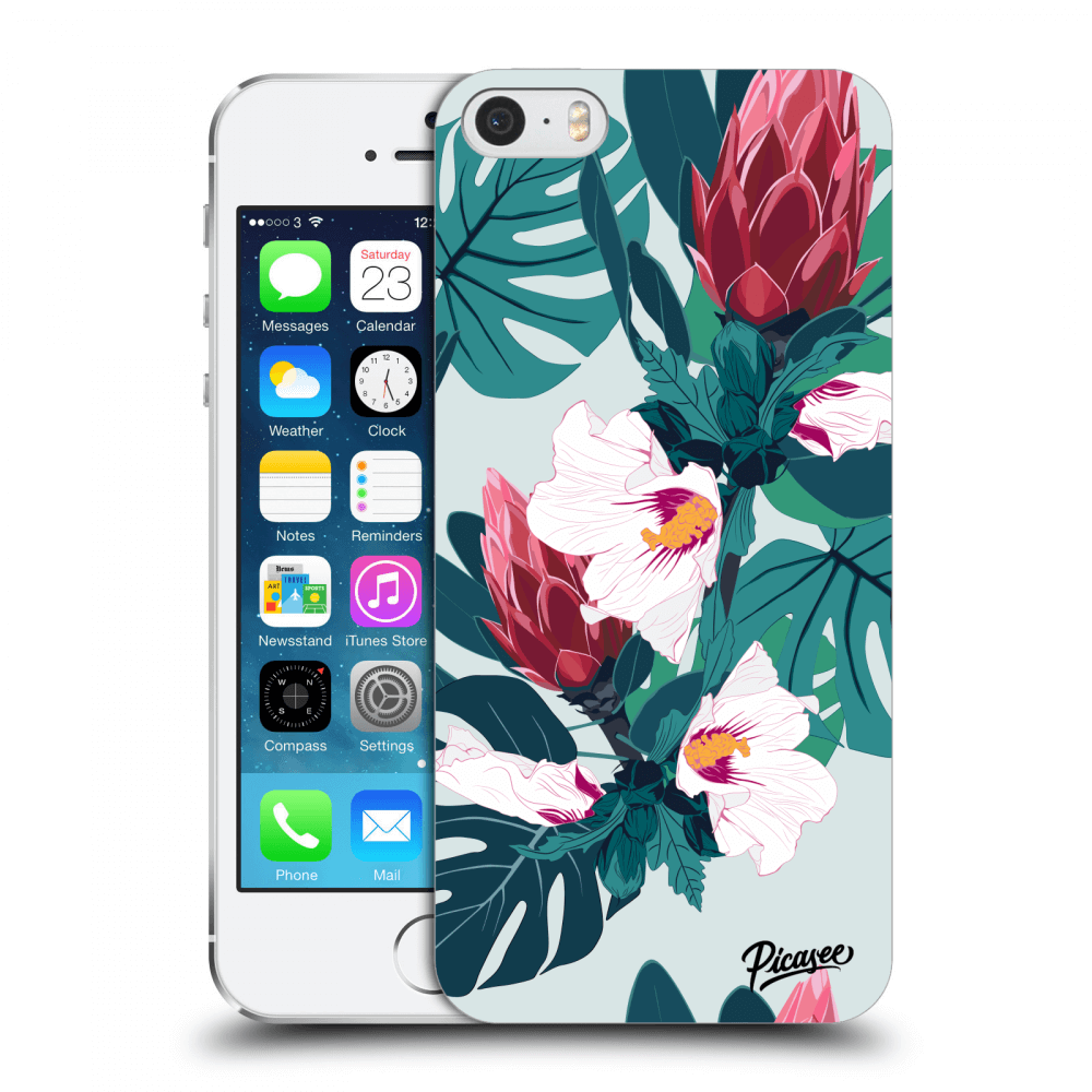 Picasee silikonski prozorni ovitek za Apple iPhone 5/5S/SE - Rhododendron