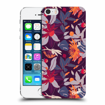 Picasee silikonski prozorni ovitek za Apple iPhone 5/5S/SE - Purple Leaf