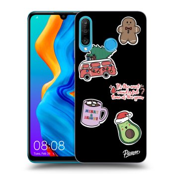 Picasee silikonski črni ovitek za Huawei P30 Lite - Christmas Stickers