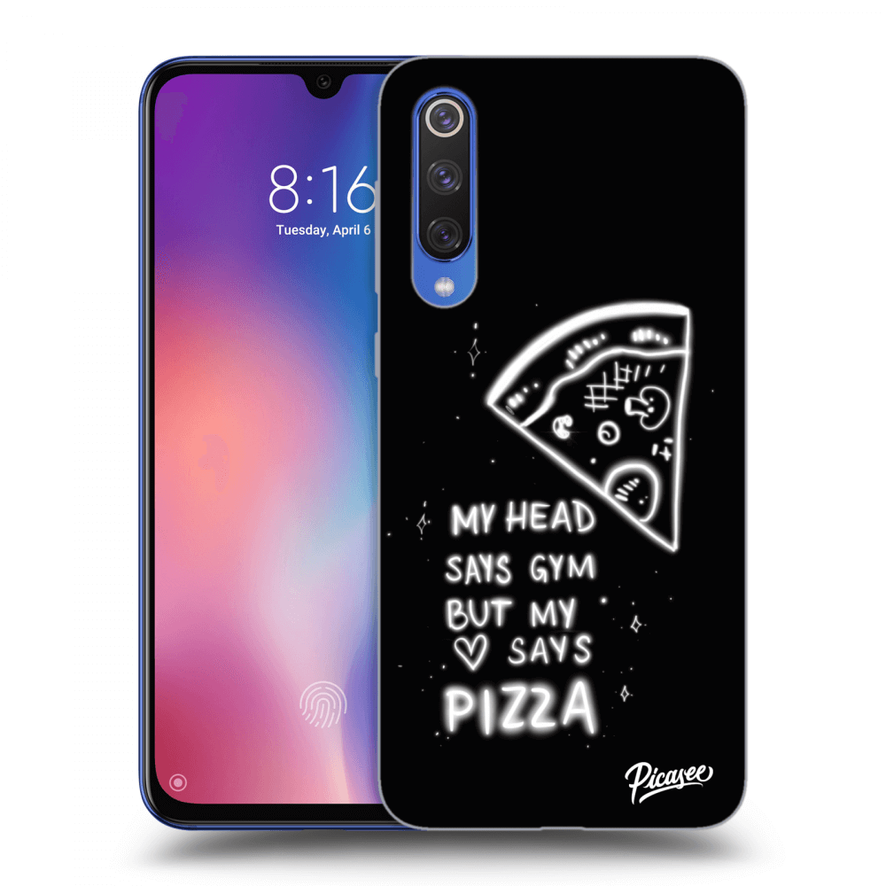 Picasee silikonski črni ovitek za Xiaomi Mi 9 SE - Pizza