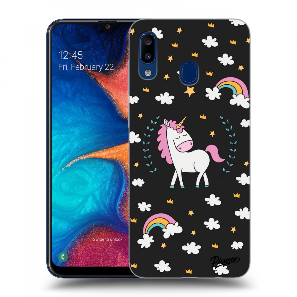 Picasee silikonski črni ovitek za Samsung Galaxy A20e A202F - Unicorn star heaven