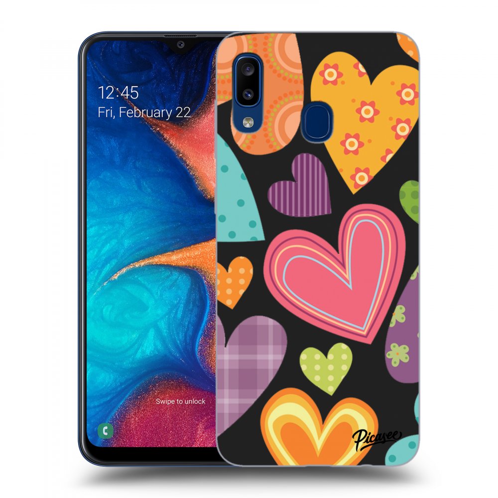 Picasee silikonski črni ovitek za Samsung Galaxy A20e A202F - Colored heart