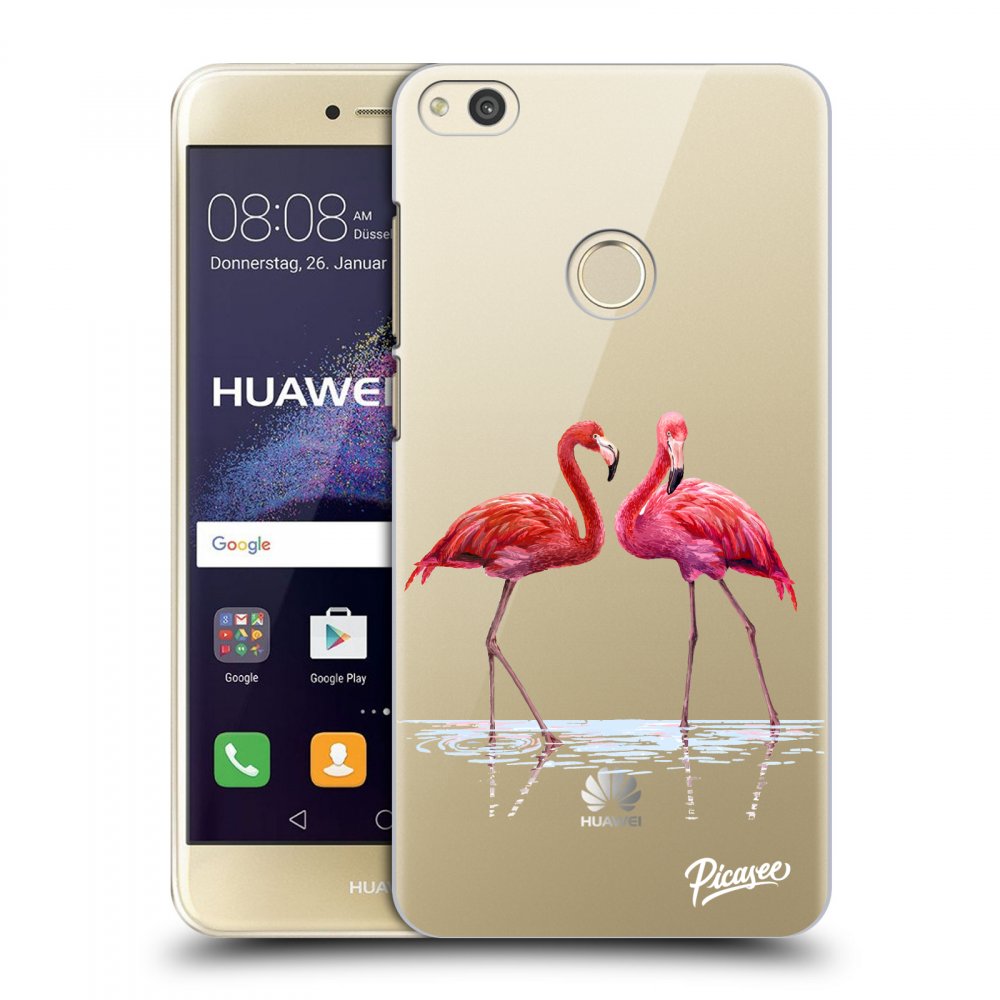 Picasee silikonski prozorni ovitek za Huawei P9 Lite 2017 - Flamingos couple