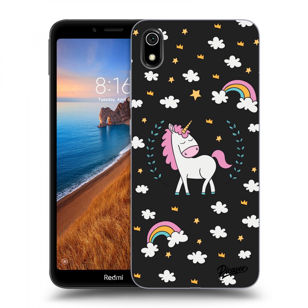 Picasee silikonski črni ovitek za Xiaomi Redmi 7A - Unicorn star heaven