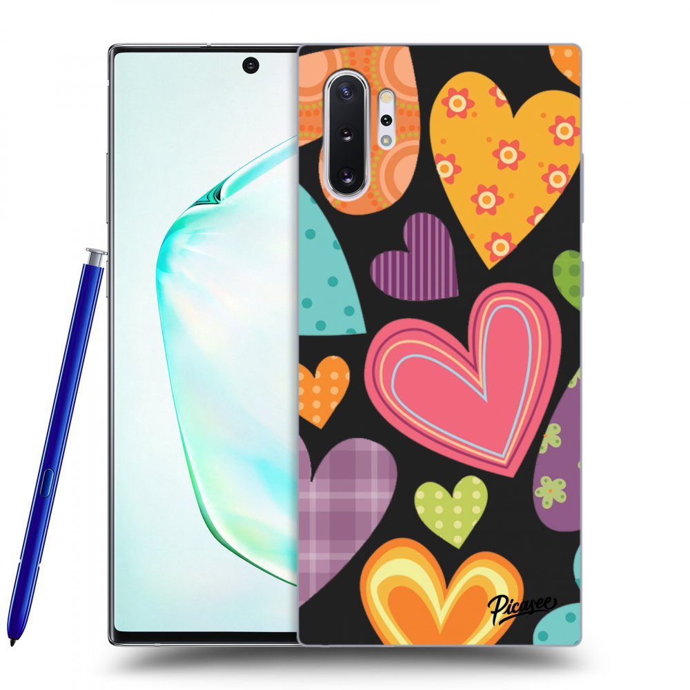 Picasee silikonski črni ovitek za Samsung Galaxy Note 10+ N975F - Colored heart