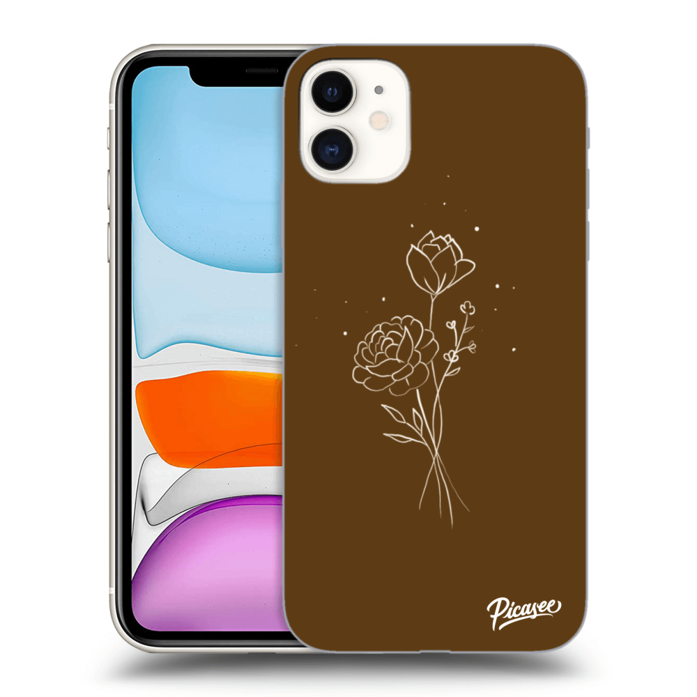 Picasee silikonski prozorni ovitek za Apple iPhone 11 - Brown flowers