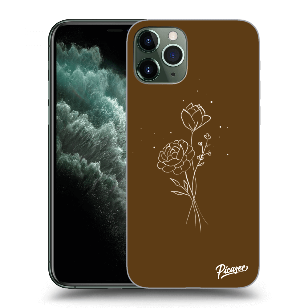 Picasee silikonski črni ovitek za Apple iPhone 11 Pro - Brown flowers