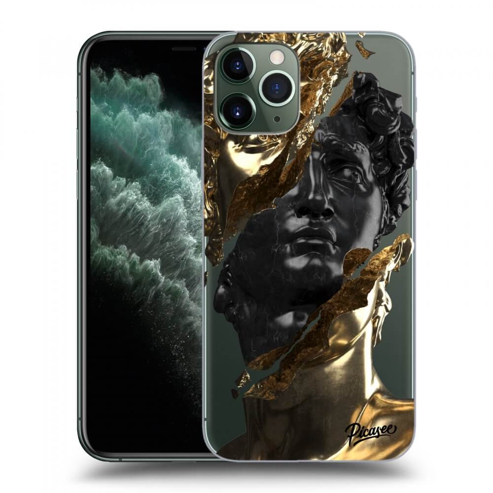 Picasee silikonski prozorni ovitek za Apple iPhone 11 Pro - Gold - Black