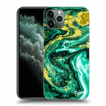 Picasee silikonski prozorni ovitek za Apple iPhone 11 Pro - Green Gold