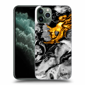Picasee silikonski prozorni ovitek za Apple iPhone 11 Pro - Black Gold 2