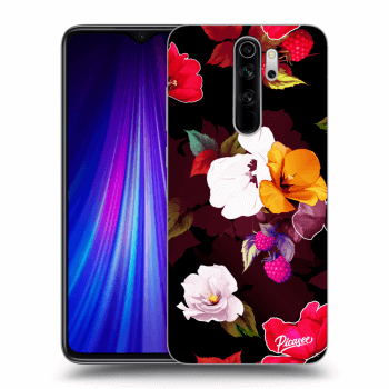 Picasee silikonski črni ovitek za Xiaomi Redmi Note 8 Pro - Flowers and Berries