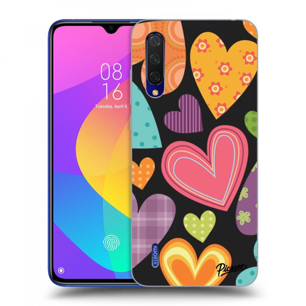 Picasee silikonski črni ovitek za Xiaomi Mi 9 Lite - Colored heart