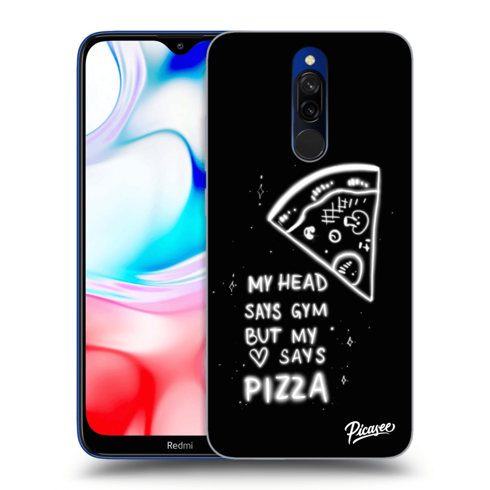 Picasee silikonski črni ovitek za Xiaomi Redmi 8 - Pizza
