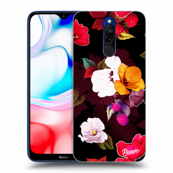Picasee silikonski črni ovitek za Xiaomi Redmi 8 - Flowers and Berries