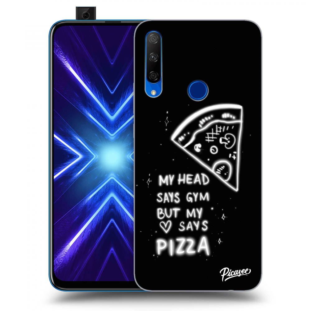 Picasee silikonski črni ovitek za Honor 9X - Pizza