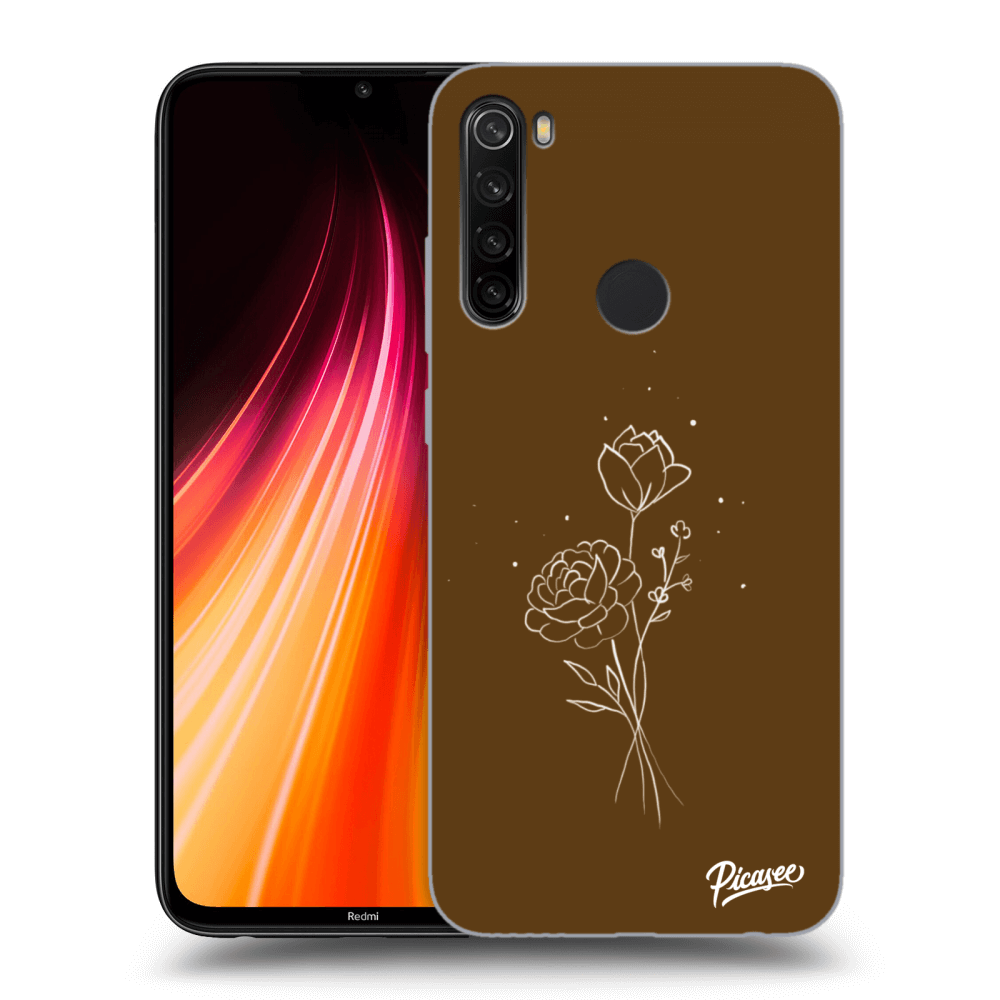 Picasee silikonski črni ovitek za Xiaomi Redmi Note 8T - Brown flowers