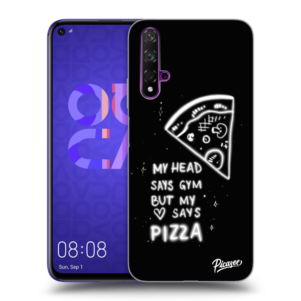 Picasee silikonski črni ovitek za Huawei Nova 5T - Pizza