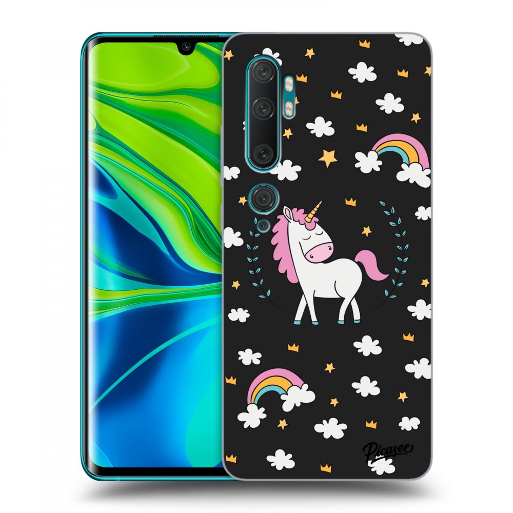 Picasee silikonski črni ovitek za Xiaomi Mi Note 10 (Pro) - Unicorn star heaven