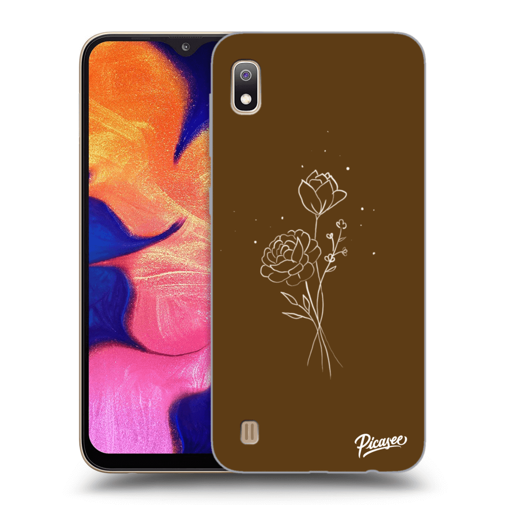 Picasee silikonski prozorni ovitek za Samsung Galaxy A10 A105F - Brown flowers