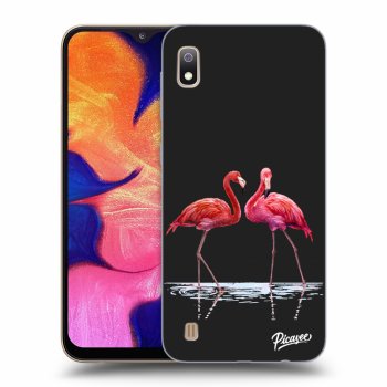 Picasee silikonski črni ovitek za Samsung Galaxy A10 A105F - Flamingos couple