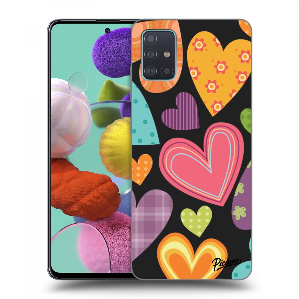 Picasee silikonski črni ovitek za Samsung Galaxy A51 A515F - Colored heart