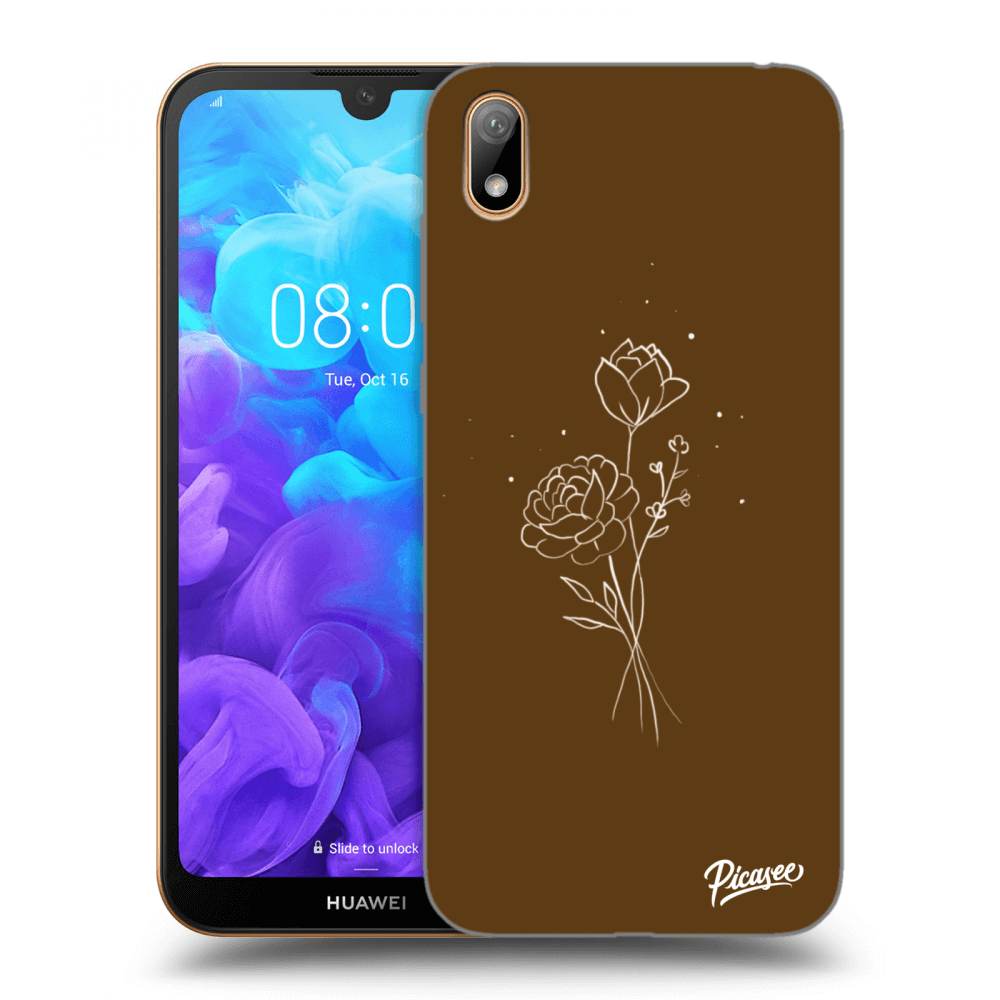 Picasee silikonski prozorni ovitek za Huawei Y5 2019 - Brown flowers