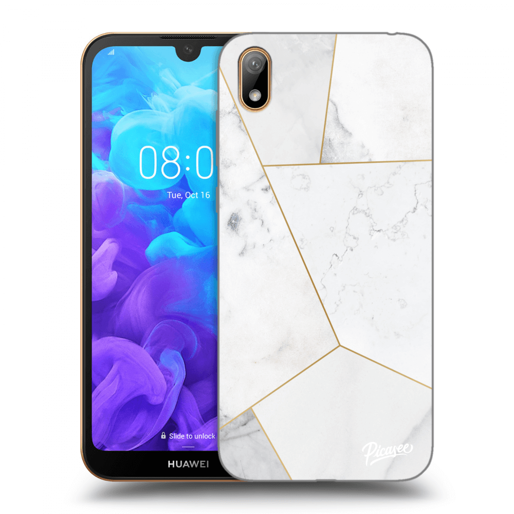 Picasee silikonski prozorni ovitek za Huawei Y5 2019 - White tile