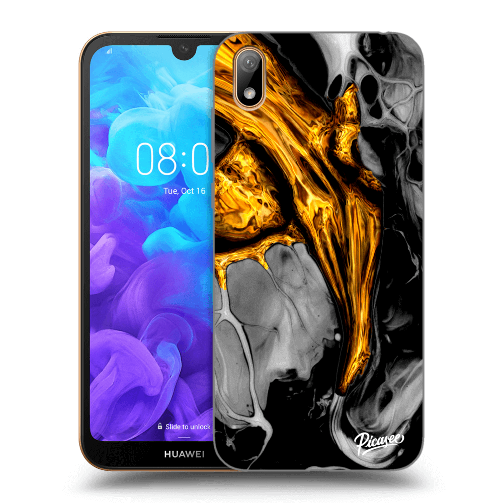 Picasee silikonski prozorni ovitek za Huawei Y5 2019 - Black Gold
