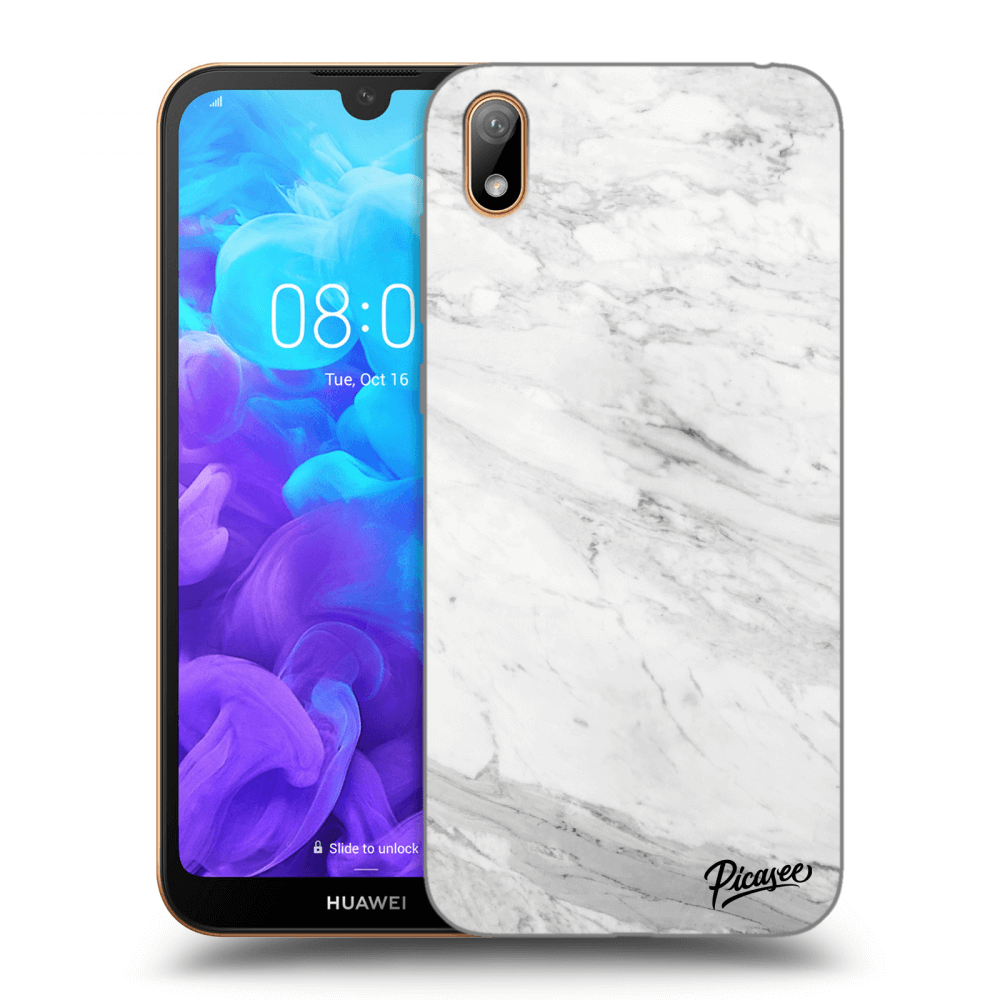 Picasee silikonski prozorni ovitek za Huawei Y5 2019 - White marble