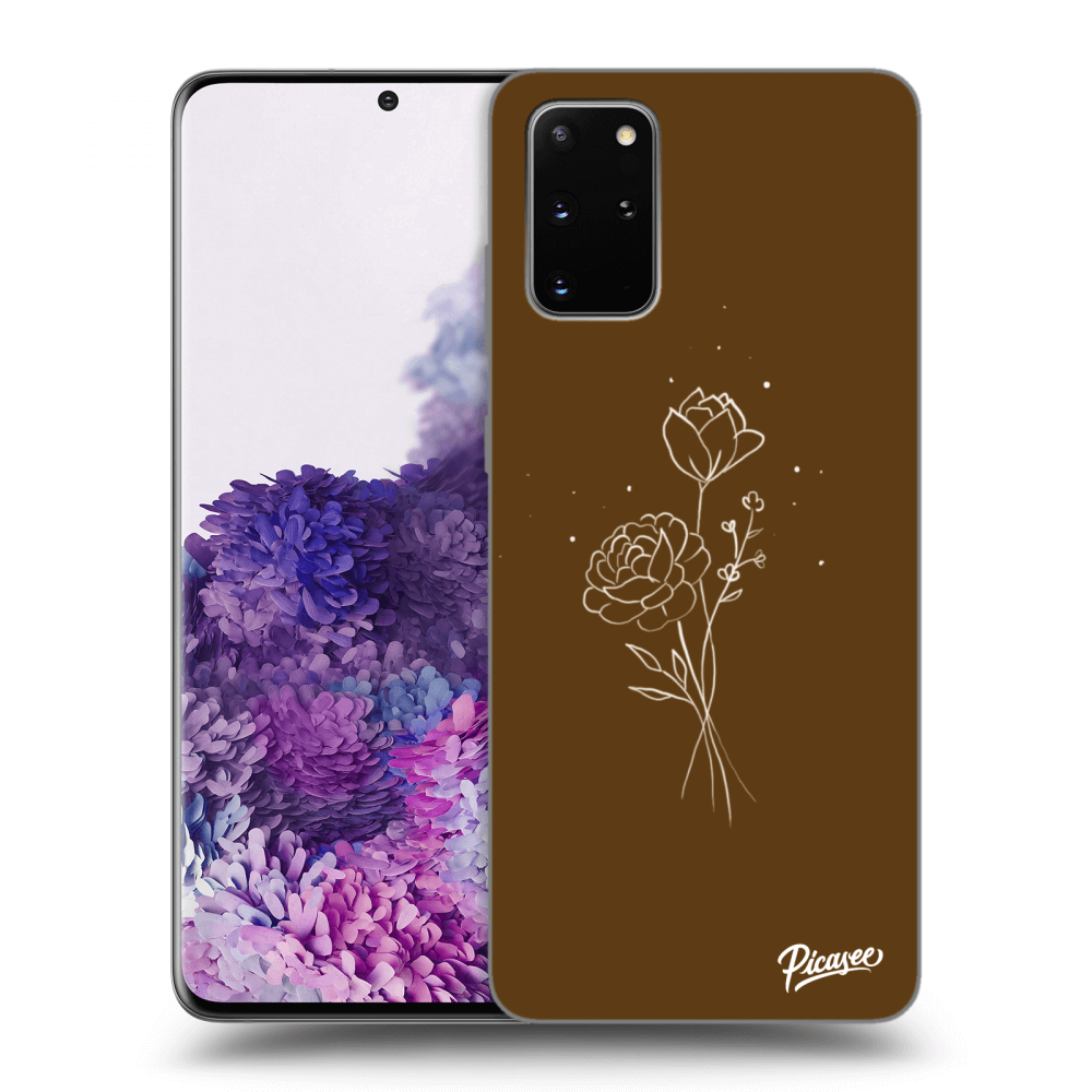 Picasee silikonski črni ovitek za Samsung Galaxy S20+ G985F - Brown flowers