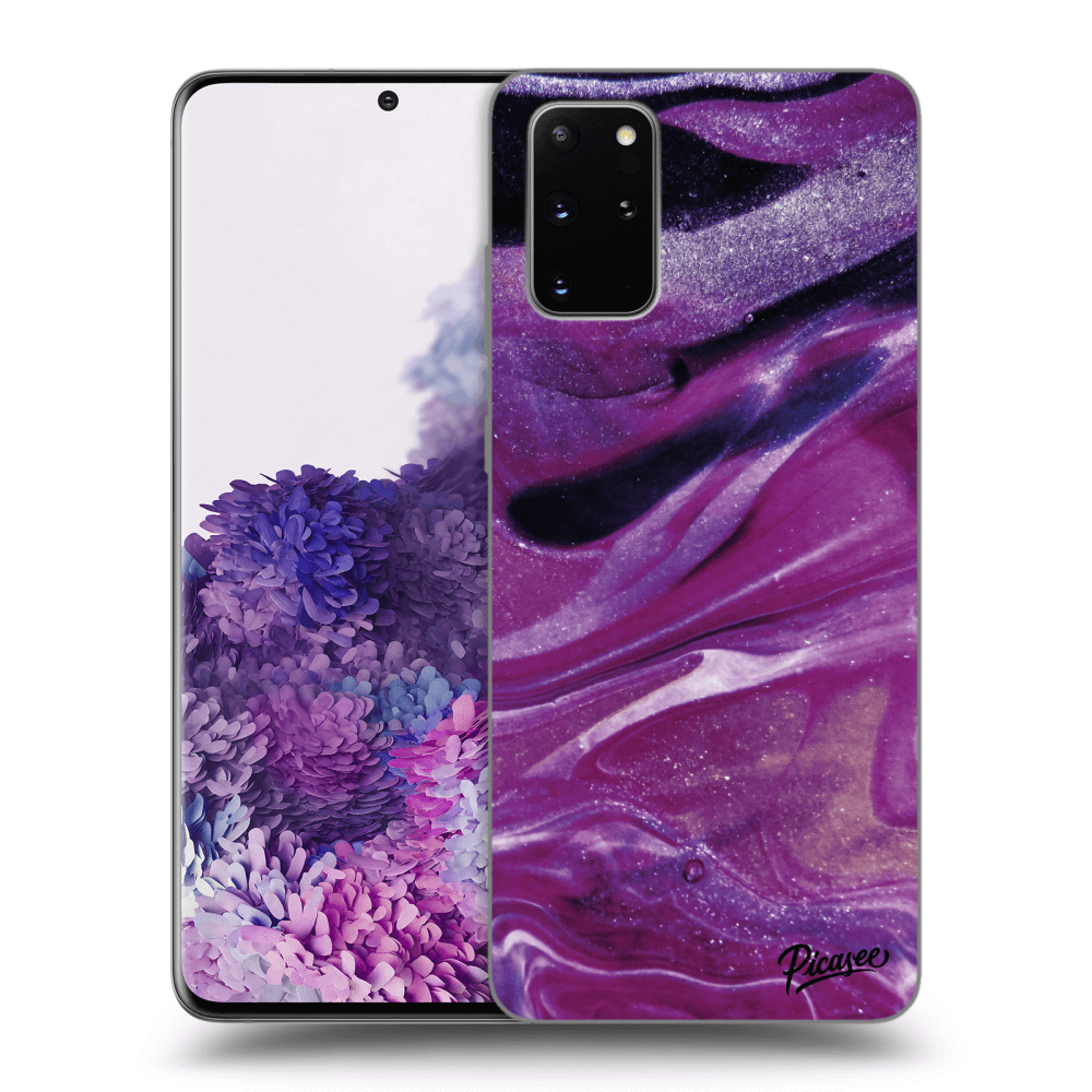 Picasee silikonski črni ovitek za Samsung Galaxy S20+ G985F - Purple glitter