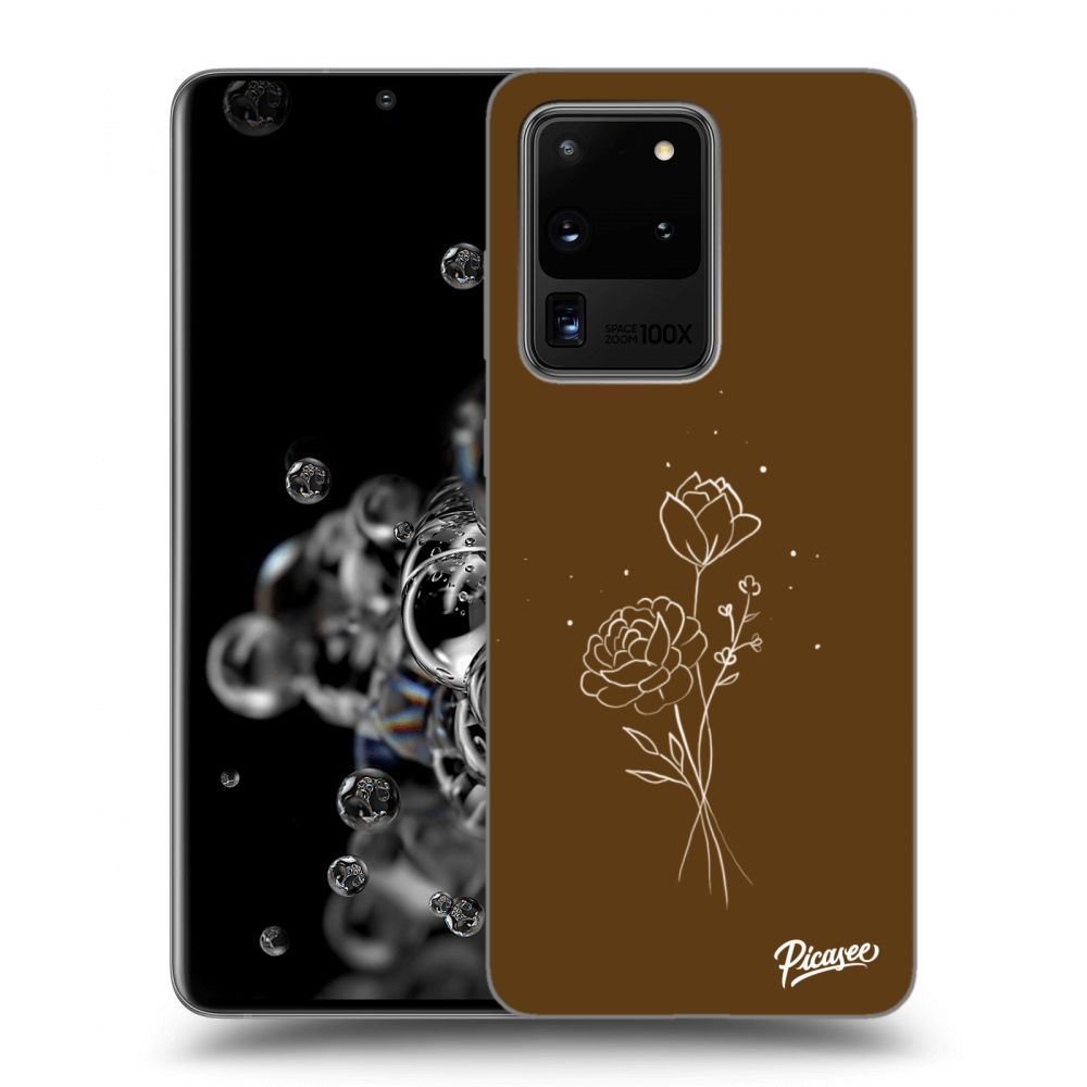 Picasee silikonski prozorni ovitek za Samsung Galaxy S20 Ultra 5G G988F - Brown flowers