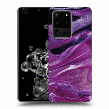 Picasee silikonski črni ovitek za Samsung Galaxy S20 Ultra 5G G988F - Purple glitter