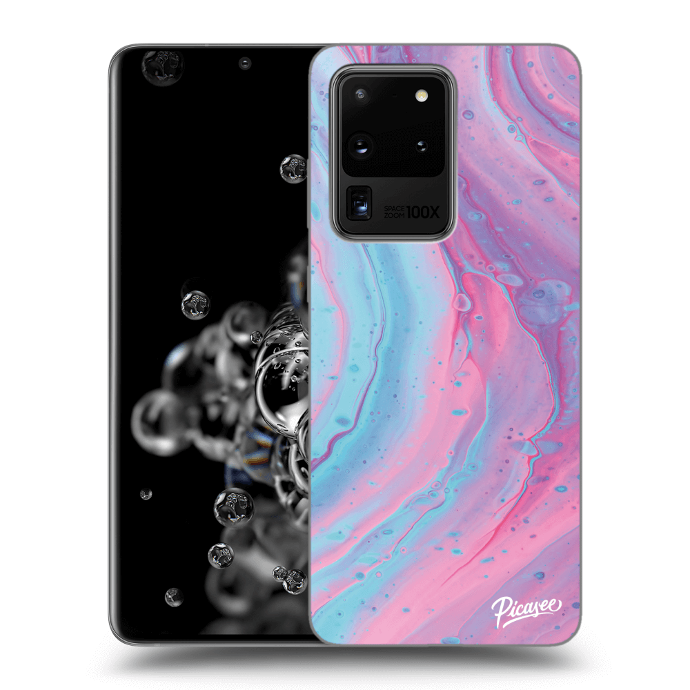 Picasee silikonski črni ovitek za Samsung Galaxy S20 Ultra 5G G988F - Pink liquid