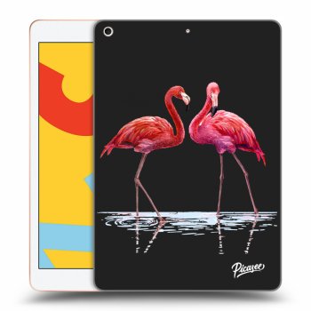 Picasee silikonski črni ovitek za Apple iPad 10.2" 2019 (7. gen) - Flamingos couple