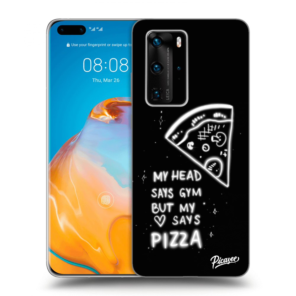 Picasee silikonski črni ovitek za Huawei P40 Pro - Pizza