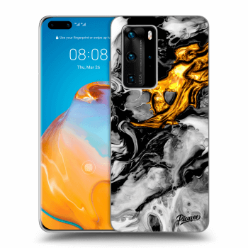 Picasee silikonski prozorni ovitek za Huawei P40 Pro - Black Gold 2