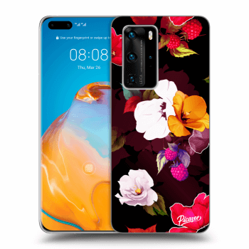 Picasee silikonski črni ovitek za Huawei P40 Pro - Flowers and Berries