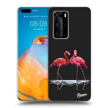 Picasee silikonski črni ovitek za Huawei P40 Pro - Flamingos couple