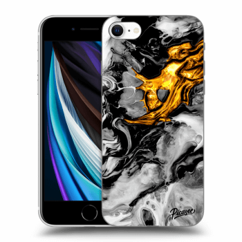 Picasee silikonski prozorni ovitek za Apple iPhone SE 2020 - Black Gold 2