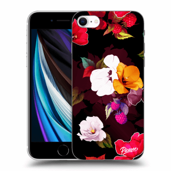 Picasee silikonski črni ovitek za Apple iPhone SE 2020 - Flowers and Berries