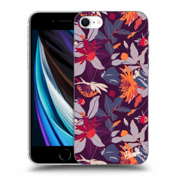 Picasee silikonski črni ovitek za Apple iPhone SE 2020 - Purple Leaf