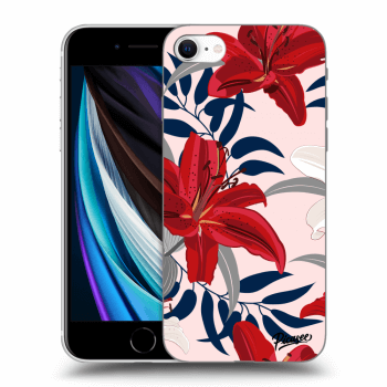 Picasee silikonski črni ovitek za Apple iPhone SE 2020 - Red Lily