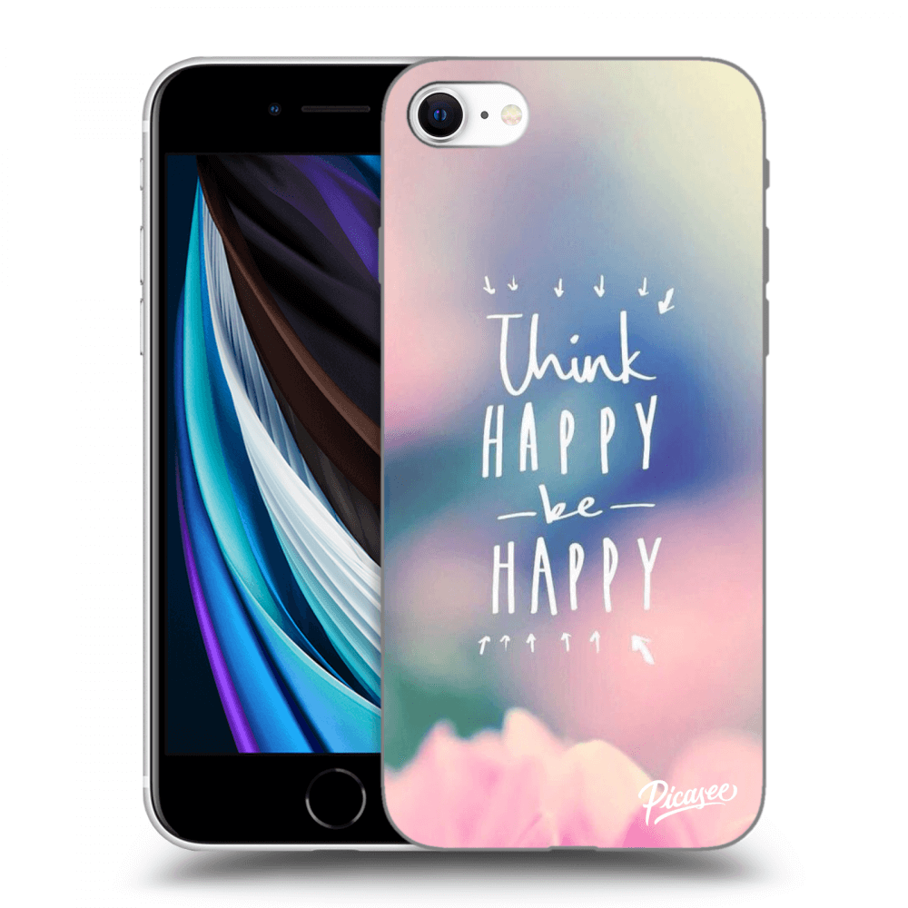 Picasee silikonski prozorni ovitek za Apple iPhone SE 2020 - Think happy be happy