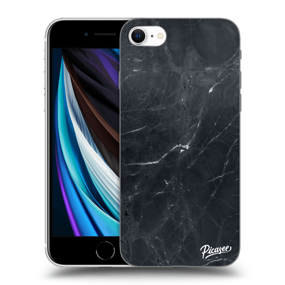 Picasee silikonski prozorni ovitek za Apple iPhone SE 2020 - Black marble