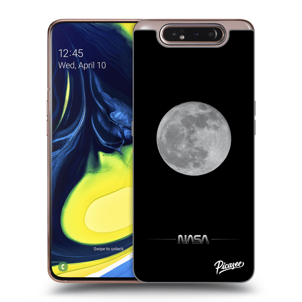 Picasee silikonski črni ovitek za Samsung Galaxy A80 A805F - Moon Minimal