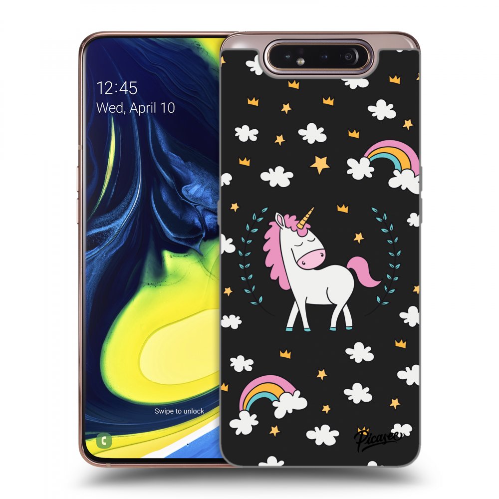 Picasee silikonski črni ovitek za Samsung Galaxy A80 A805F - Unicorn star heaven