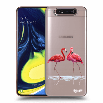 Picasee silikonski prozorni ovitek za Samsung Galaxy A80 A805F - Flamingos couple