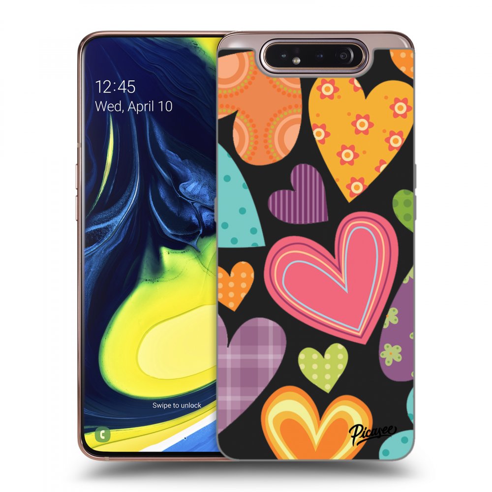 Picasee silikonski črni ovitek za Samsung Galaxy A80 A805F - Colored heart
